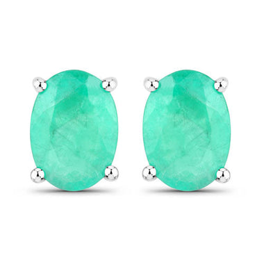 1.44 Carat Genuine Zambian Emerald 14K White Gold Earrings - 0