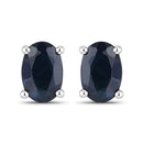 0.96 Carat Genuine Blue Sapphire 10K White Gold Earrings-1
