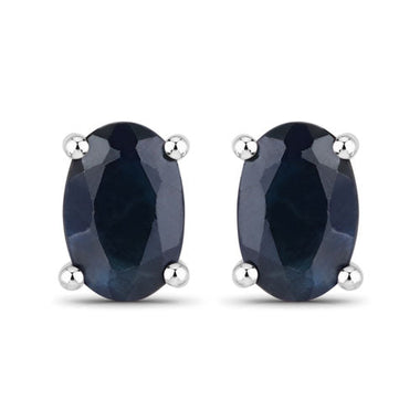 0.96 Carat Genuine Blue Sapphire 10K White Gold Earrings