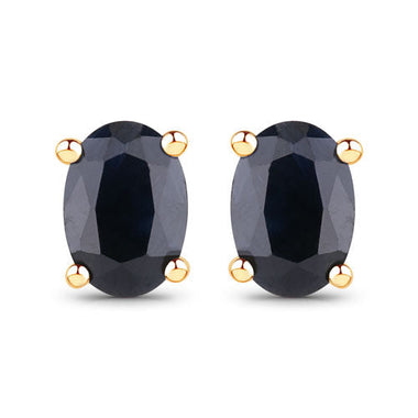 0.96 Carat Genuine Blue Sapphire 10K Yellow Gold Earrings