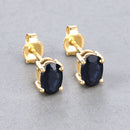 0.96 Carat Genuine Blue Sapphire 10K Yellow Gold Earrings-4