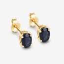 0.96 Carat Genuine Blue Sapphire 10K Yellow Gold Earrings-6