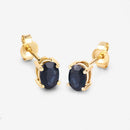 0.96 Carat Genuine Blue Sapphire 10K Yellow Gold Earrings-7