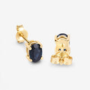 0.96 Carat Genuine Blue Sapphire 10K Yellow Gold Earrings-9