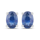 0.96 Carat Genuine Blue Sapphire 14K White Gold Earrings-2