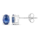 0.96 Carat Genuine Blue Sapphire 14K White Gold Earrings-3