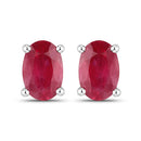 1.04 Carat Genuine Ruby 10K White Gold Earrings-1