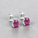 1.04 Carat Genuine Ruby 10K White Gold Earrings-4