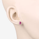 1.04 Carat Genuine Ruby 10K White Gold Earrings-5