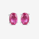 1.04 Carat Genuine Ruby 10K White Gold Earrings-10