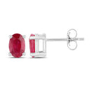 1.04 Carat Genuine Ruby 10K White Gold Earrings-2