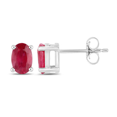 1.04 Carat Genuine Ruby 10K White Gold Earrings - 0