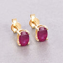 1.04 Carat Genuine Ruby 10K Yellow Gold Earrings-4