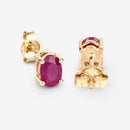 1.04 Carat Genuine Ruby 10K Yellow Gold Earrings-9