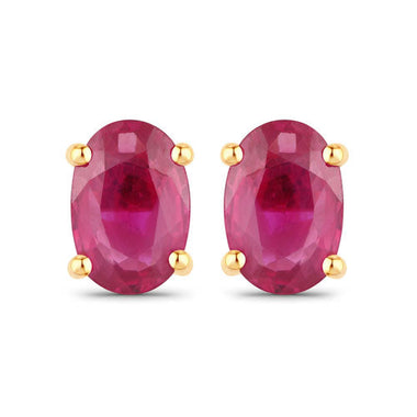 1.04 Carat Genuine Ruby 14K Yellow Gold Earrings - 0