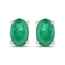 0.88 Carat Genuine Zambian Emerald 10K White Gold Earrings-1