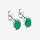 0.88 Carat Genuine Zambian Emerald 10K White Gold Earrings-6
