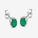 0.88 Carat Genuine Zambian Emerald 10K White Gold Earrings-7