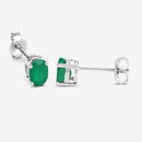 0.88 Carat Genuine Zambian Emerald 10K White Gold Earrings-8