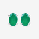 0.88 Carat Genuine Zambian Emerald 10K White Gold Earrings-10