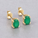 0.88 Carat Genuine Zambian Emerald 10K Yellow Gold Earrings-4