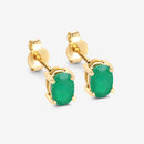 0.88 Carat Genuine Zambian Emerald 10K Yellow Gold Earrings-6