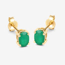 0.88 Carat Genuine Zambian Emerald 10K Yellow Gold Earrings-7