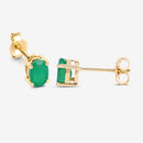 0.88 Carat Genuine Zambian Emerald 10K Yellow Gold Earrings-8