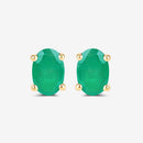 0.88 Carat Genuine Zambian Emerald 10K Yellow Gold Earrings-10