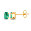 0.88 Carat Genuine Zambian Emerald 10K Yellow Gold Earrings-2