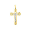 14k Two Tone Gold High Polish Diamond Cut Cross Pendant-1