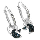 0.54 Carat Genuine Blue Diamond and White Diamond .925 Sterling Silver Earrings-1