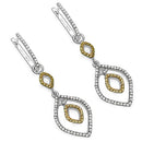 1.00 Carat Genuine White Diamond & Yellow Diamond .925 Sterling Silver Earrings-4