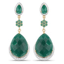 22.70 Carat Dyed Emerald and White Topaz .925 Sterling Silver Earrings-1