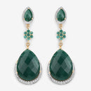 22.70 Carat Dyed Emerald and White Topaz .925 Sterling Silver Earrings-4