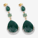 22.70 Carat Dyed Emerald and White Topaz .925 Sterling Silver Earrings-5
