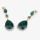 22.70 Carat Dyed Emerald and White Topaz .925 Sterling Silver Earrings-6