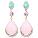 18K Rose Gold Plated 31.93 Carat Genuine Multi Stones .925 Sterling Silver Earrings-3