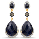 30.04 Carat Dyed Sapphire, Blue Sapphire and White Topaz .925 Sterling Silver Earrings-3