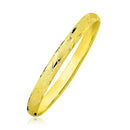 10k Yellow Gold Slender Diamond Pattern Textured Bangle-1