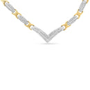 10K Yellow and White Gold 1.0 Cttw Round and Princess cut Diamond "V" Shape Statement Necklace (I-J Color, I1-I2 Clarity)-2