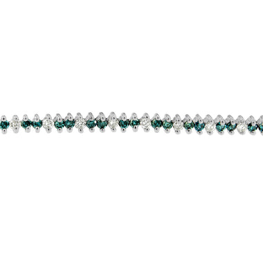 14K White Gold Round-Cut white and Blue Diamond Fashion Bracelet (3.70 cttw, H-I Color, SI1-SI2 Clarity) - 0