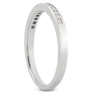 14k White Gold Channel Set Princess Diamond Wedding Ring Band - 0
