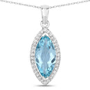 2.55 Carat Genuine Aquamarine and White Diamond 14K White Gold Pendant-1