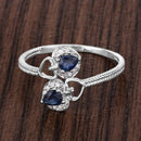 0.34 Carat Genuine Blue Sapphire and White Diamond 14K White Gold Ring-4