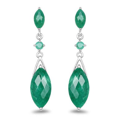 8.52 Carat Dyed Emerald & Emerald .925 Sterling Silver Earrings - 0
