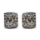 Black Rhodium Plated 18K White Gold 12 5/8 Cttw Multi Color Diamond Square Domed Huggie Hoop Earrings  (Brown, Black, G-H Color, SI1-SI2 Clarity)-1