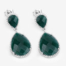19.42 Carat Dyed Emerald and White Topaz .925 Sterling Silver Earrings-9