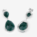 19.42 Carat Dyed Emerald and White Topaz .925 Sterling Silver Earrings-10