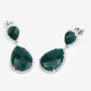 19.42 Carat Dyed Emerald and White Topaz .925 Sterling Silver Earrings-11